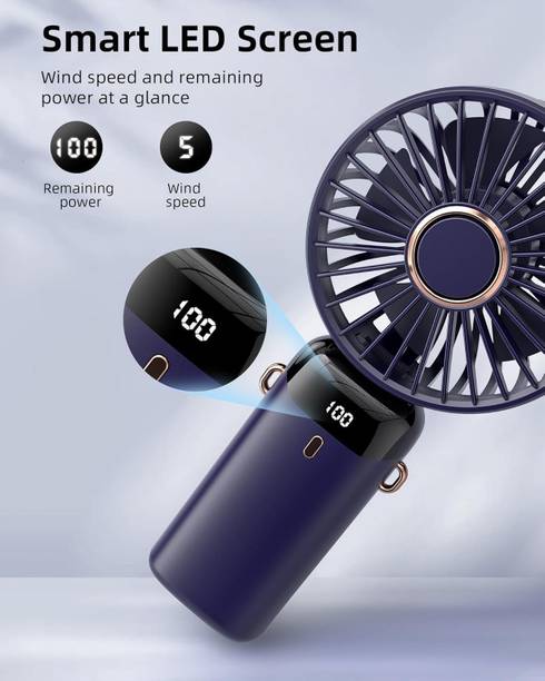 BSVR Display Fan Hand 5 Speed with Foldable 90° & Easy Portability Rechargeable_BS414 Portable Display Fan Hand 5 Speeds_BS414 USB Fan