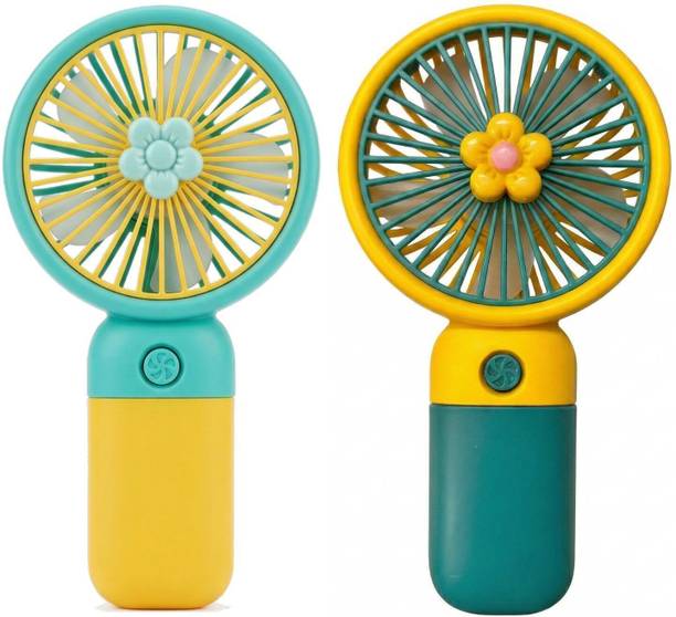COOL INDIANS Flower Style Mini Rechargeable Handheld Fan (Combo of 2) LS-06 USB Air Cooler, Rechargeable Fan