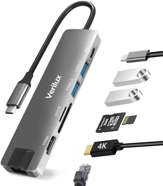 Verilux Multiport USB Hub USB C Hub for MacBook Pro, MacBook Air M1, 7 in 1 USB C Hub USB Hub