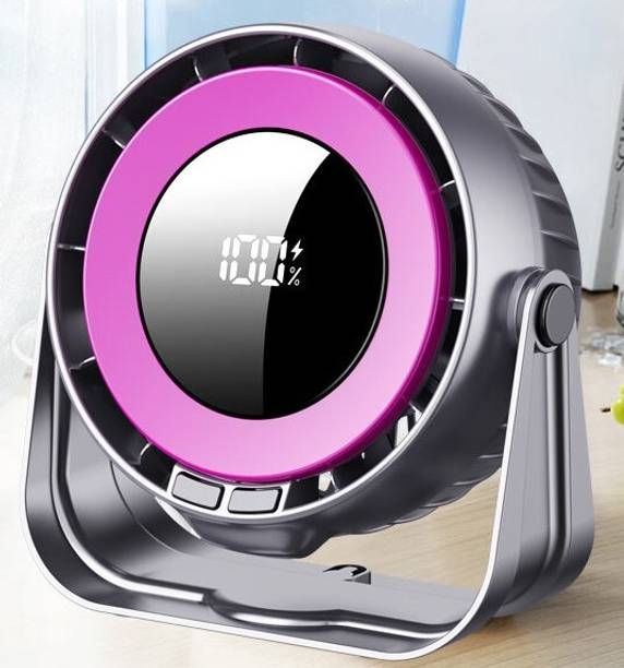 Care 4 S-31 Silent USB Rechargeable Table Fan With LED Display 100 Gears Moving Head USB Fan