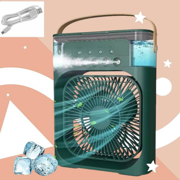 KGDA Cooler for Room Cooling Mini AC Portable Mini Fan Cooler with 7 Colors LED Light 3 Wind Saver Speeds and 3 Spray Modes Office,Home,Dorm, Save Carved Design USB Air Cooler