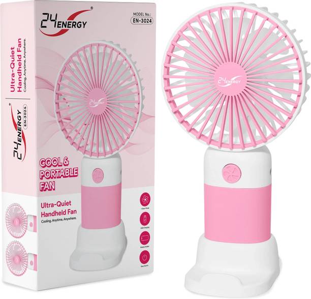 24 ENERGY Toofan Compact USB Mini Fan for Personal Cooling - Rechargeable - Pink USB Fan