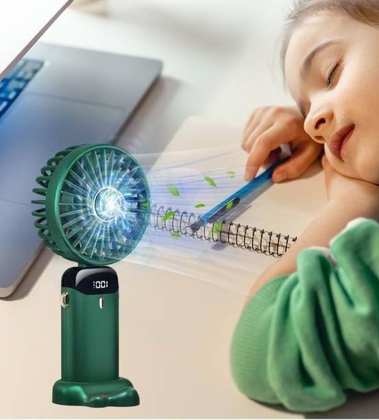 HRK collections Display Fan Hand 5 Speed with Foldable 90° & Easy Portability Rechargeable D156 Portable Display Fan Hand 5 Speeds_HS156 USB Fan
