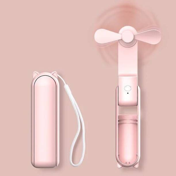 Refulgix 2 IN 1 Portable USB Rechargeable Mini Hand Fan with 2000mAh Power Bank Battery Operated Personal Fan for Women, Makeup, Office, Travel, USB Fan