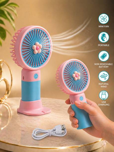 DTwenty Portable Mini Fan Pink USB Rechargeable Handheld Table Fan | Personal Cooling Fan for Women Girls Kids | Low Noise Fan for Office Travel Home USB Fan, Rechargeable Fan
