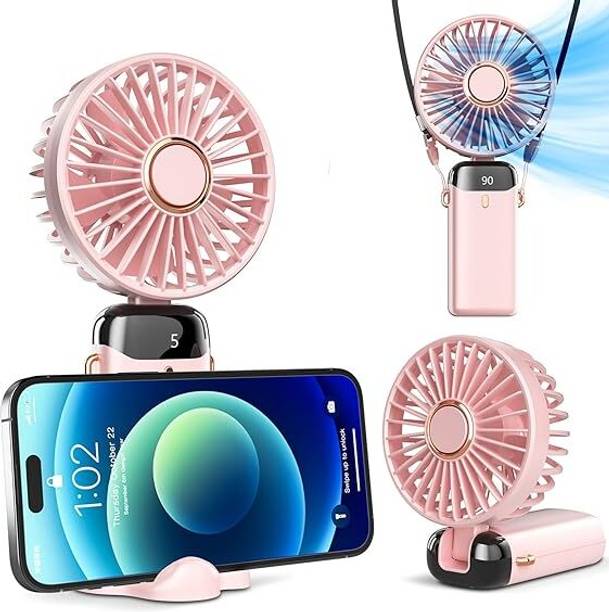 DIGITRENDS Powerful Hand Fan 1800 mah 5 Speed Fan for Indoor,Outdoor Mini fan with display Mini fan with display Rechargeable Fan