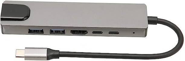 VOOCME 6 in 1 Multiport USB-C Type C to 4k HDMI, 2 USB 3.0,2 PD, LAN (Rj45) Adapter Converter HUB for Mac Book Pro PC. USB Hub