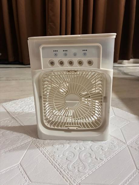 PMP TOY BAZAR Portable Air Cooler Fan with Water Tank | Mini Personal Evaporative Cooler 3 Speed Modes, Mist Humidifier & LED Light | Quiet Cooling Fan Rechargeable Fan, USB Air Cooler, USB Fan