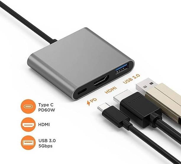 RuhZa USB Hub Plus, HD 4K HDMI with PD Charging, USB 3.0, Compact Extension Adapter, Compatible with Mac-Buk Pro De-ll X-PS Surface Pro Pixel EliteBuk Laptop Accessory