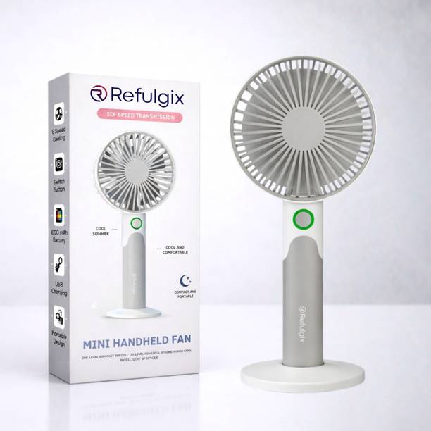 Refulgix 6-Speed Portable Mini Hand Fan | USB Rechargeable 1800mAh Battery | 5800 RPM High Airflow Silent Personal Fan for Office, Travel, Makeup USB Fan