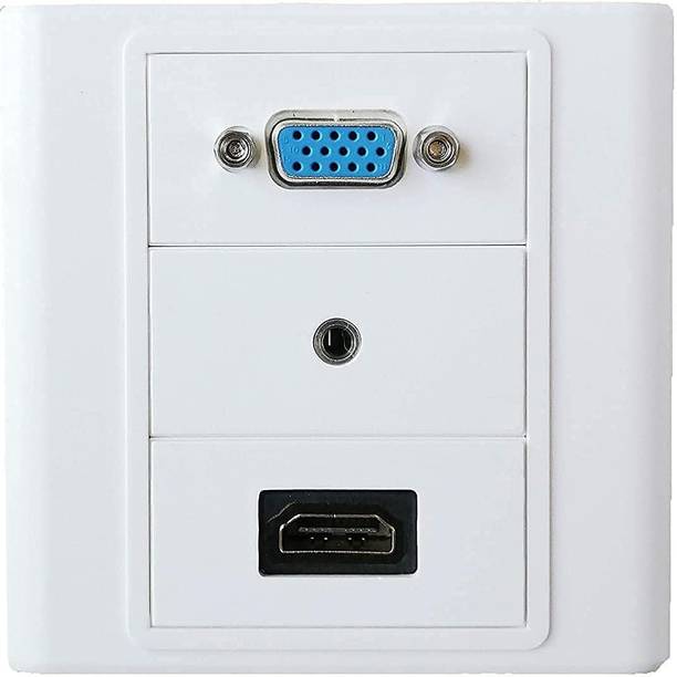 RyzCare HDMI/VGA/AUX Multimedia Modular Wall Socket Face Plate Socket Plug Jack Cable Gaming Adapter