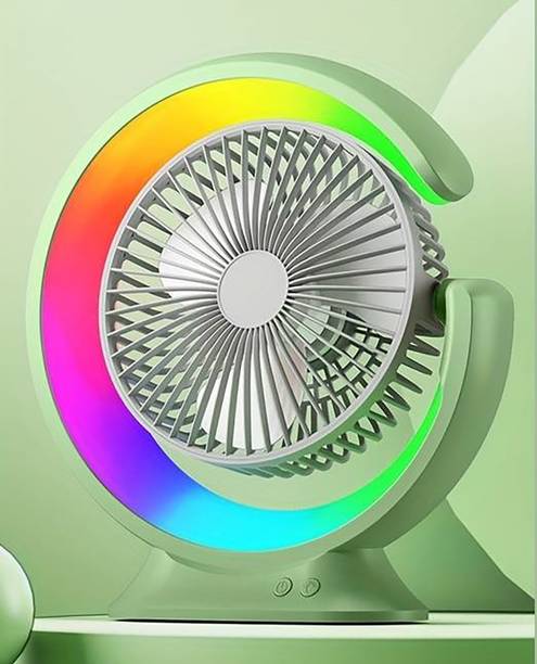 Sasimo Rechargeable 2400mAh Colorful desktop small fan portable Table fan Rainbow-light Cooling Mini Table Fan Portable_2025 USB Fan