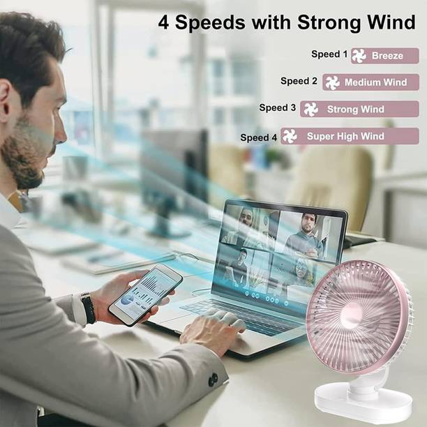 DN BROTHERS Portable Table Fan,USB Fan , echargeable Desk Fan,4 Speed for Personal Fan D45 Rechargeable Desk Fan, Portable Table Fan,USB Fan,4 Speed for Personal Fan D45 USB Fan