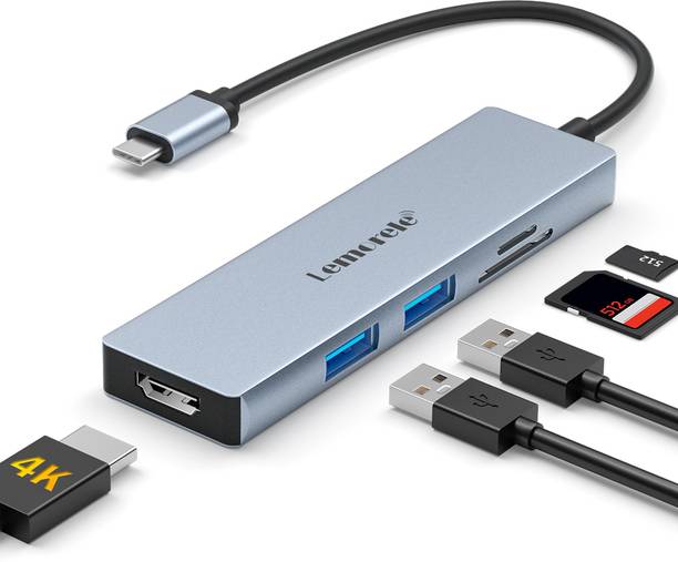 Lemorele USB C Hub HDMI 4K-5 in 1,Space Aluminum USB C Hub Adapter with 2 USB SD/TF TC18L HDMI Connector