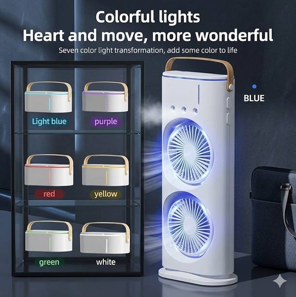 uzone Multipurpose USB Mist Rechargeable Spray Fan With 280Ml ice tank UZE SMART DOUBLE ENDED SPRAY FAN COOLER WITH OSCILLATING 3 SPEED MODES USB Fan