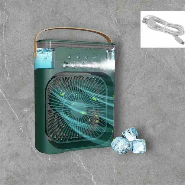 KGDA Cooler for Room Cooling Mini AC Portable Mini Fan Cooler with 7 Colors LED Light 3 Wind Saver Speeds and 3 Spray Vault Office,Home,Dorm, Save Carved Design USB Air Cooler