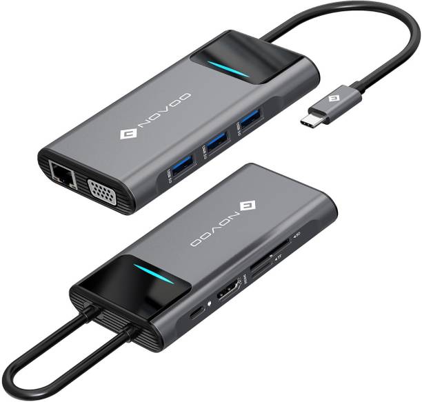 NOVOO 9in 1 Pro Type C NVHUBSN09PLX-RM USB Hub  (Grey)