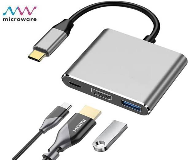 microware USB C to HDMI Adapter, 3 in 1 Multiport USB Type C USB C to HDMI Adapter, 3 in 1 Multiport USB Type C USB Hub