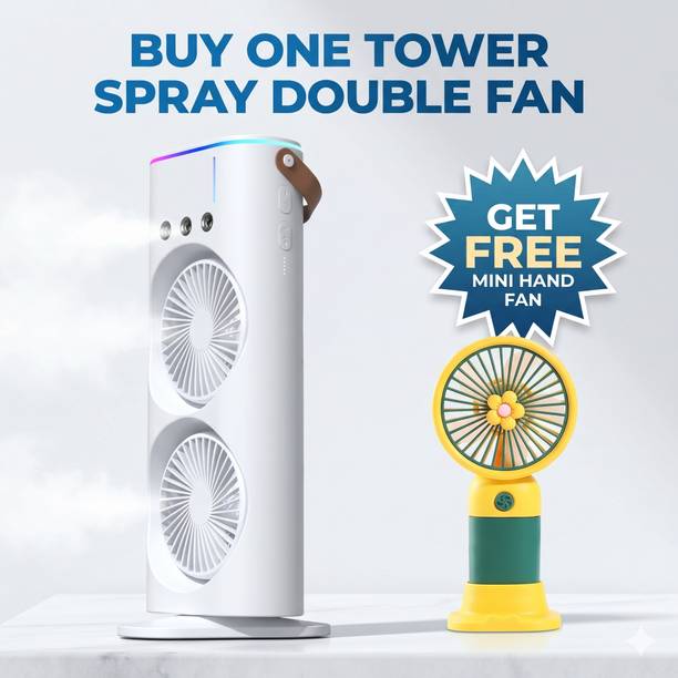 LUCKY GADGET SPRAY DOUBLE FAN MINI COOLER GET FREE MINI HAND FAN PE-MHF-MICO-003 USB Air Cooler, Rechargeable Fan