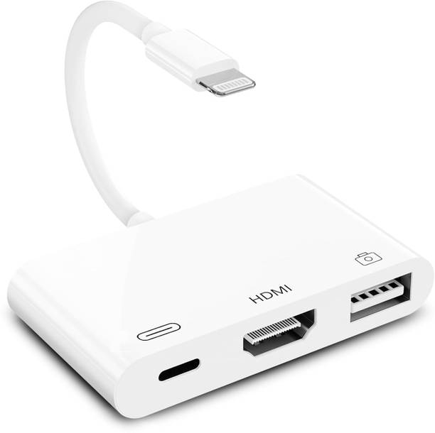 RuhZa Lighning to HDMI Adapter 1080P, 3 in 1 USB Camera Adapter & Charging Port, Compatible with ifone 13/12/11/X/8/8plus/7/7plus-Support iOS 15 USB Hub