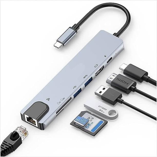 RuhZa Hub,USB C Hub, 7 in 1 Type C Adapter with USB C to HDMI,1Gbps Ethernet RJ45 Compatible for MacBook Pro/Air, and More USB C Device USB LAN Card