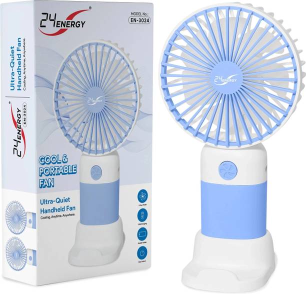 24 ENERGY Wind Blast Compact USB Mini Fan for Personal Cooling - Rechargeable - Blue USB Fan