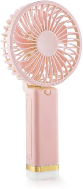 PLERIZA Fan Rechargeable with LED Light – Foldable Mini Fan, Small Fan,USB Charging Hand Fan with 1200mAh Battery & 3 Speed Modes | Travel, Makeup, Kitchen, Pankhaa USB Fan