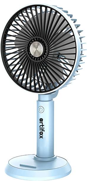Artifax Rechargeable Portable Fan | 90° Rotation | 3-Speed | Built-in Mobile Holder | Compact and Easy to Use USB Fan