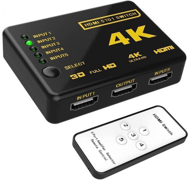 RuhZa HDMI Switch 4K Intelligent 5-Port HDMI Switcher Splitter Supports 4K Full HD1080p 3D (5 Port HDMI SWITCHER) HDMI Connector