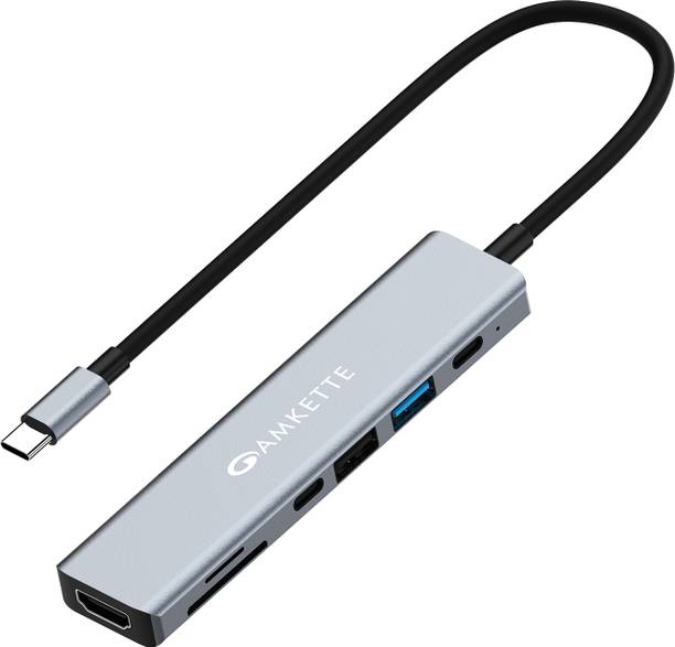 AMKETTE 7-in-1 Type C Hub/Docking Station with 100W Power Delivery, 4K HDMI Output USB 3.0, USB 2.0, SD/TF Card Reader, USB C Hub for MacBook, Windows Laptops USB Hub
