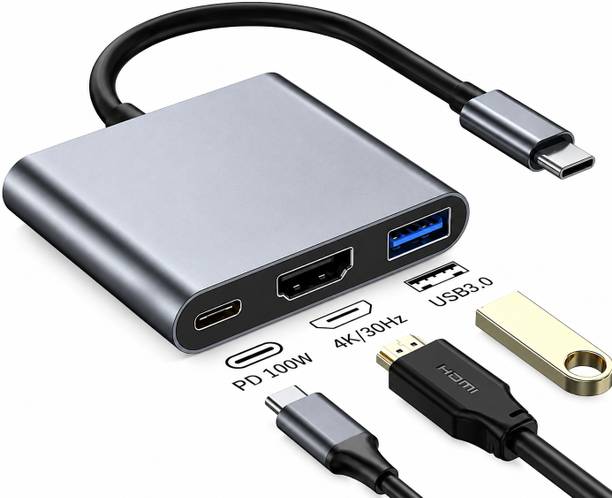 Aliens 3-in-1 USB Type C to HDMI Adapter 4K@30Hz, 100W PD Fast Charging Port USB A 3.0 Speed for MacBook 5Gbps Laptop, iPad, Tablet, All Type C Devices USB Hub