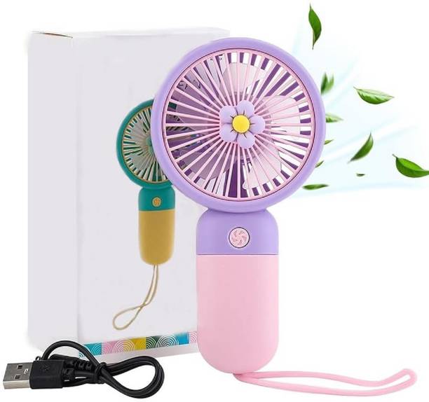 Gaurna Portable USB Rechargeable Mini Handheld Fan with Stand for Kids Multicolour Na Rechargeable Fan, USB Cable, USB Fan