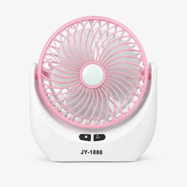 Zynora Mart Rechargeable Mini Fan with LED Light JYSUPER-1880-MINIFAN Rechargeable Fan, USB Air Cooler, USB Fan, USB Charger