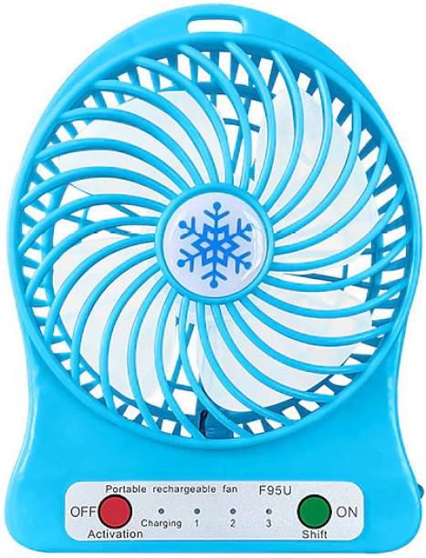 JAIN ELECTRONICS Operated Battery USB Mini Portable Air Cooler Table Fan Electric LED High Speed Turbine Summer Wind Fan Cooler Home Office Car Garden kitchen Desk Travel Cold USB Fan