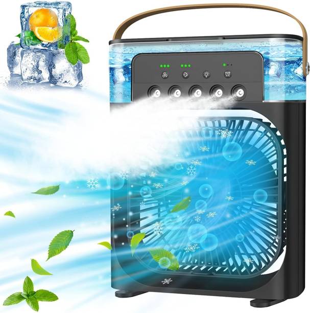 SSS Enterprises Portable Air Cooler Fan with Mist Spray and Rechargeable Battery Cooling BMC-BLK-001 USB Fan