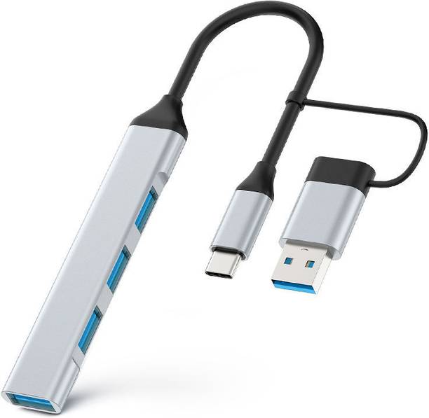 Gentle e kart 4-Port USB Hub | USB 3.0 + USB 2.0 Ports | Dual USB-A & Type-C Plugs 4-Port USB Hub | USB 3.0 + USB 2.0 Ports | Dual USB-A & Type-C Plugs USB Hub