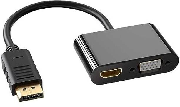 RuhZa DP Display Port to HDMI VGA Splitter Converter Adaptor Compatible with Lenovo, HP, DELL, GPU, AMD, NVIDIA HDMI Connector