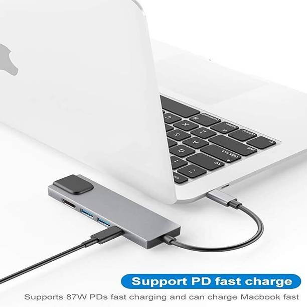RuhZa USB 3.1 (USB C) to HDMI+ Ethernet (RJ45) + USB 3.0+Type C Multiport Adapter 4k HDMI Port and 1000m LAN Port. Laptop Accessory