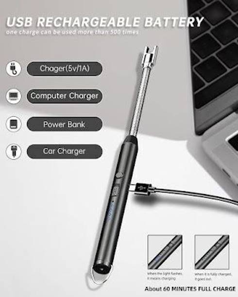 Maaabutbhavnii Rechargeable Gas Lighter For Kitchen Stove,Candle, 360deg Flame Adjustable NI375 USB Rechargeable Electric Lighter for Kitchen, Pooja Room, Candles, BBQ NI375 Cigarette Lighter