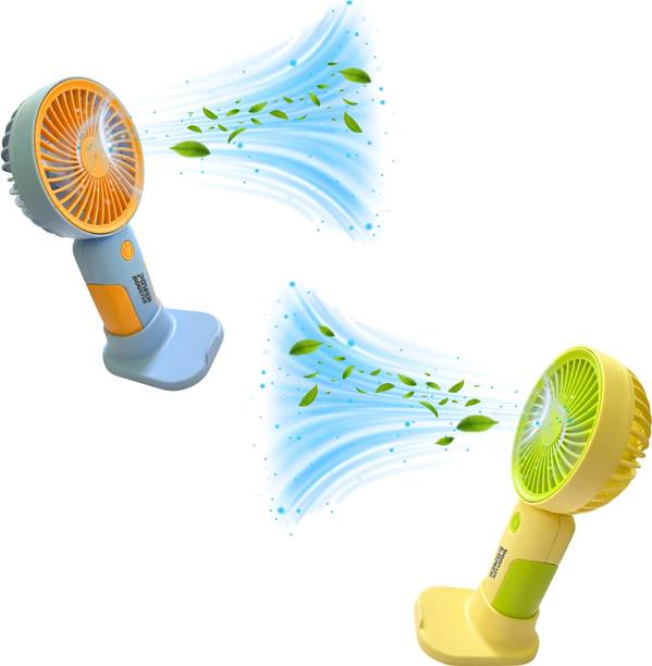 Hanumano 2 PC Premium Quality Rechargeable Portable Mini Fan with 3 Speeds|Small Fan Portable Rechargeable Fan with Mobile Stand Rechargeable Fan