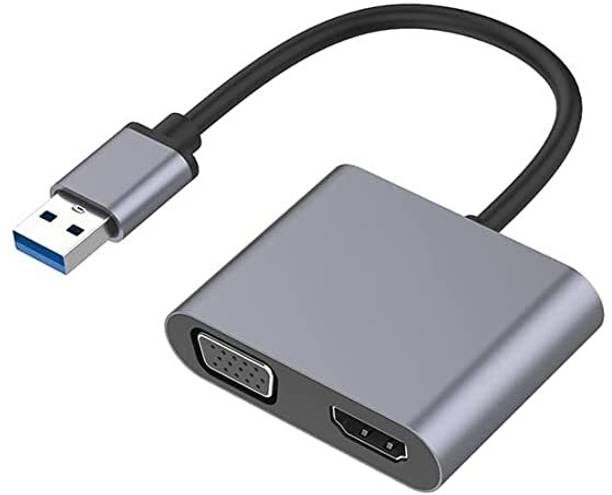 VOOCME USB 3.0 to HDMI VGA Adapter Converter 2 in 1 USB to HDMI VGA Sync Output Multi External Display 1080P HD USB Cable