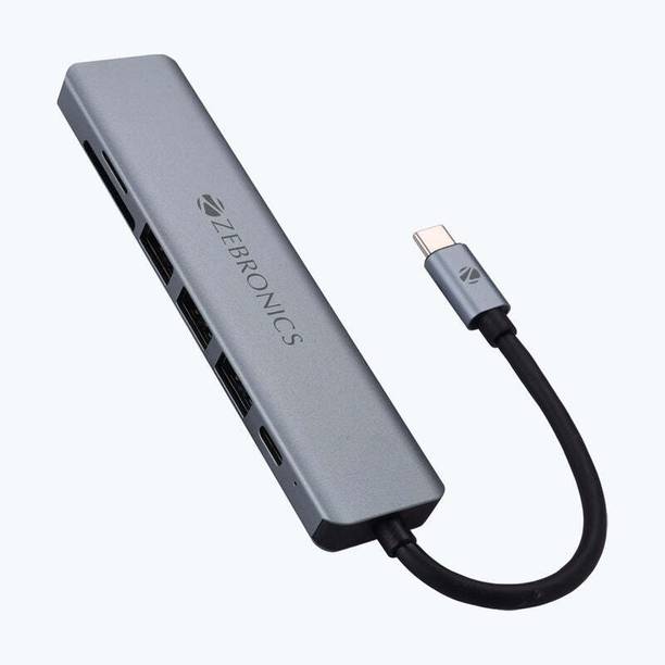 ZEBRONICS ZEB-TA700 7 in 1 Type C Multiport Adapter Aluminum Body with USB 3.0, HDMI, SD, Type C PD USB Hub