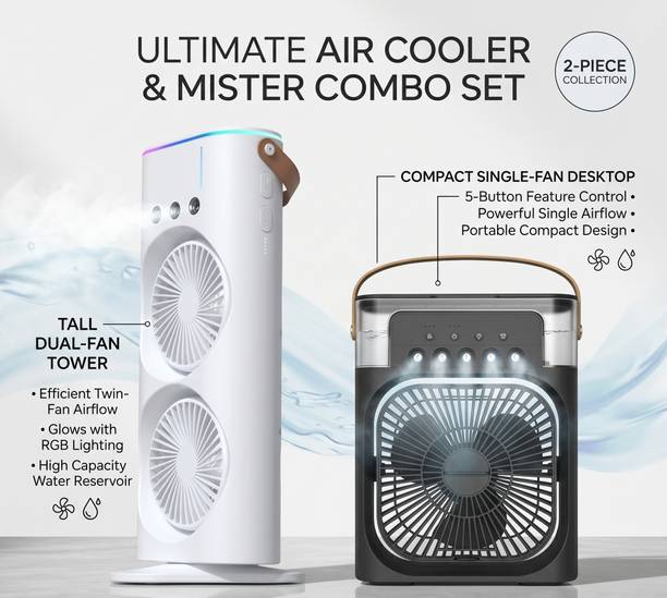 Lucky Gadgets A1 DUO FAN SUMMER OFFER: DOUBLE SPRAY FAN WITH GET MINI SPRAY FAN Rechargeable Fan, USB Air Cooler, USB Cable, USB Air Purifier, USB Fan