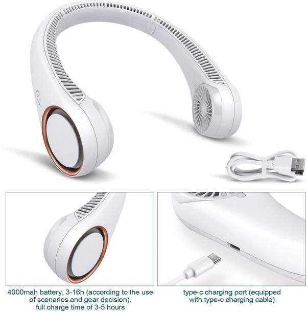 14 Fab Neck Fan Bladeless Speeds Battery Operated Personal NF12 Neck Fan Bladeless Battery Operated Personal opi12 USB Fan