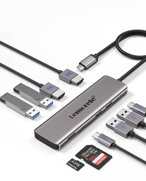 Lemorele 10 in 1 USB C Housing Adapter with Dual HDMI 4K for PC Laptop MacBook HP Dell TC91 USB Hub