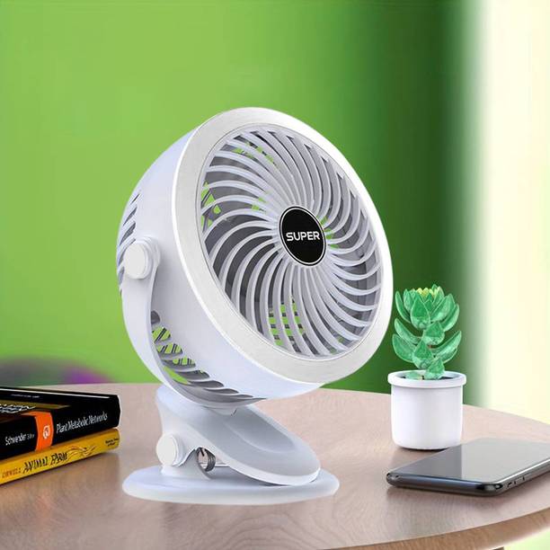 PYXBE Portable Clip on Fan(RECHARGEABLE PORTABLE USB FAN),360° Rotate Personal Mini Fan,Home,Office,3 Speed Portable Clip on Fan,7 Inch Powerful USB Table Fan Rechargeable Fan