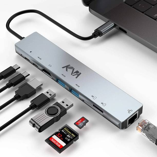 Oxy Tech USB C Type HUB 8 in 1 Adapter, Multi Port Dongle Type-C to USB 3.0 Ports Type-C to USB 3.0 Port,4K HDMI,PD Fast Charging,100Mbps Ethernet SD/TF Card Slot USB Hub