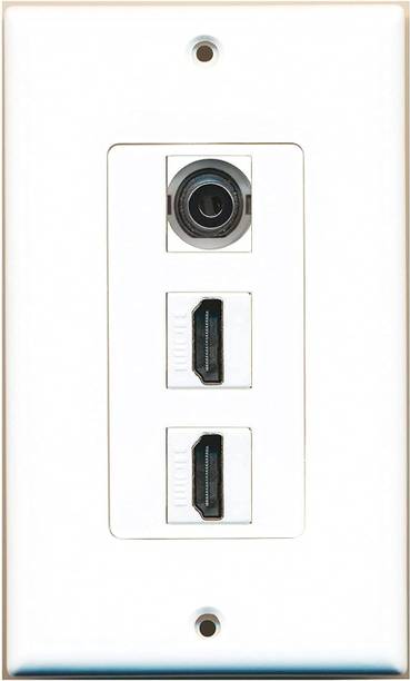 RuhZa 1 3.5mm Audio/Headphone Jack and 2 HDMI Port Wall Plate Decorative HDMI Connector