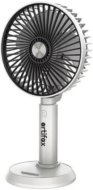Artifax Rechargeable Portable Fan | 90° Rotation | 3-Speed | Built-in Mobile Holder | Compact & Easy to Use USB Fan