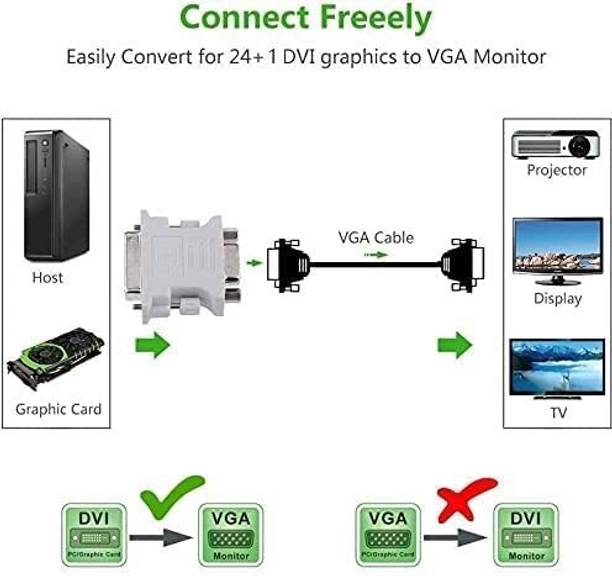 RuhZa DVI to VGA Adapter, DVI-I 24+1 to VGA Male to Female Converter Connector for Laptop Computer PC Host Display Screen Monitor and Projector USB Cable